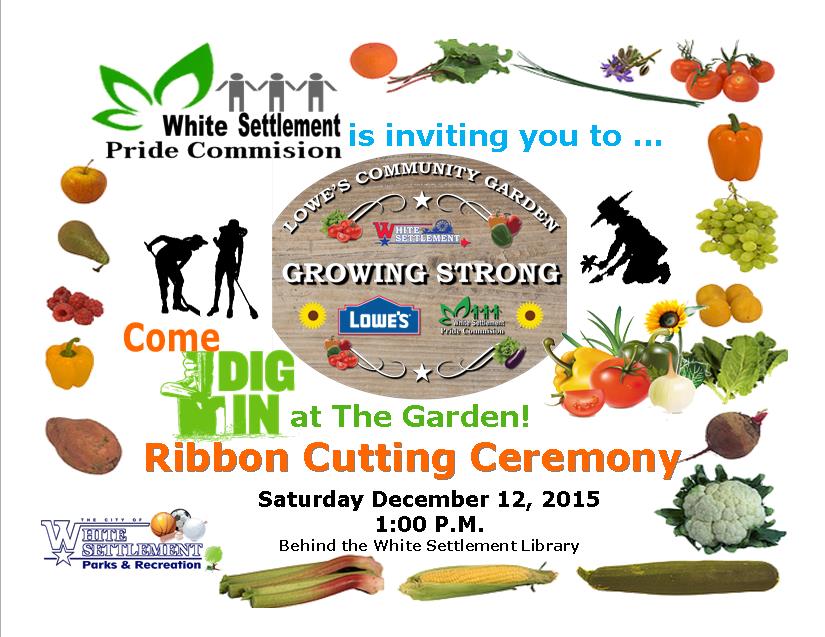 Community Garden Ribbon Cutting Invitation, Dec. 15, 2015 at 1 p.m.